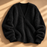 Imogen Brushed-Knit V-Neck Button Cardigan