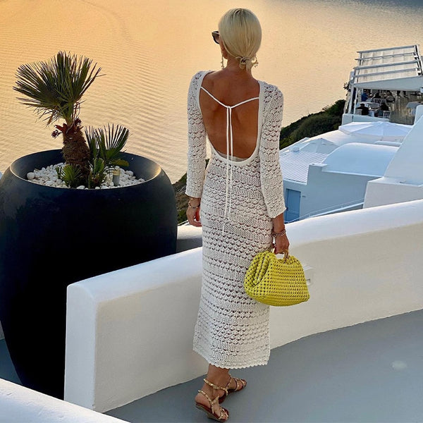 Langes, figurbetontes Strickkleid im Island Chic-Stil