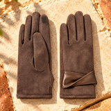 Livia Suede-Look Wrap-Cuff Gloves