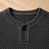 Heath Textured-Knit Henley Neck Sweater