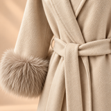 Celeste Wool-Blend Faux-Fur Cuff Wrap Coat