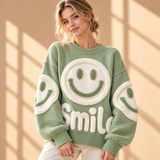 Willa Smiley-Motif Crew-Neck Knit Jumper