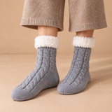Odette Cable-Knit Fleece-Cuff Slipper Socks
