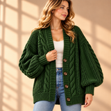 Rosalind Cable-Knit Button-Front Cardigan