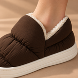 Nora Quilted Fleece-Lined Platform Slippers