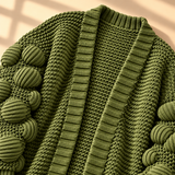 Fenella Bobble-Sleeve Open-Front Cardigan