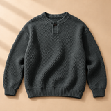 Heath Textured-Knit Henley Neck Sweater