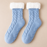 Odette Cable-Knit Fleece-Cuff Slipper Socks