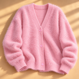 Imogen Brushed-Knit V-Neck Button Cardigan