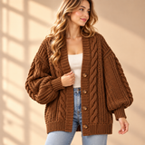 Rosalind Cable-Knit Button-Front Cardigan