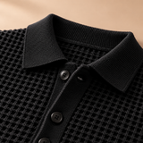 Declan Waffle-Knit Collared Button Cardigan