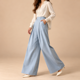 Imogen Pleated Wide-Leg Tailored Trousers