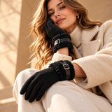 Marisol Suede-Look Fleece-Cuff Gloves