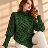 Odette Cable-Knit Asymmetric Roll-Neck Jumper