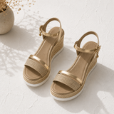 Amalina Glitter Wedge Sandals