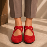 Cecilia Cross-Band Suede Shoes