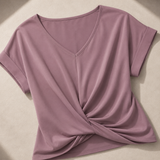 Elara Twist-Front V-Neck Top