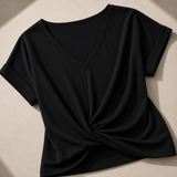 Elara Twist-Front V-Neck Top