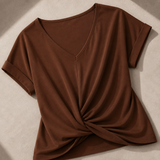 Elara Twist-Front V-Neck Top