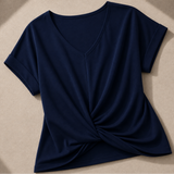 Elara Twist-Front V-Neck Top