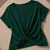 Elara Twist-Front V-Neck Top