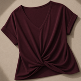 Elara Twist-Front V-Neck Top